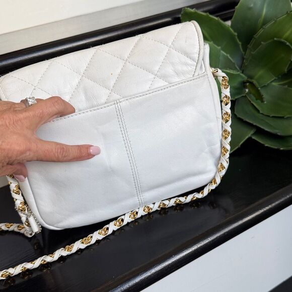 Jacqueline Ferrar Genuine Leather Quilted Shoulder Bag purse designer neutral - Picture 7 of 10